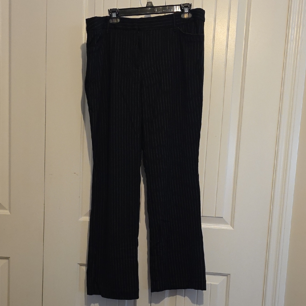 Women's Black Pinstripe Wide Leg Pants